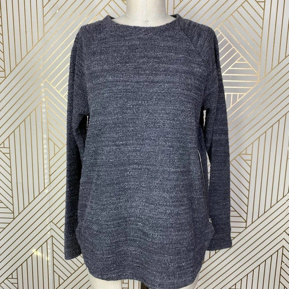 Vince‎ Textured Terry Raglan Side Zipper Sweatshirt Heather Black Gray Size XS - Picture 5 of 12